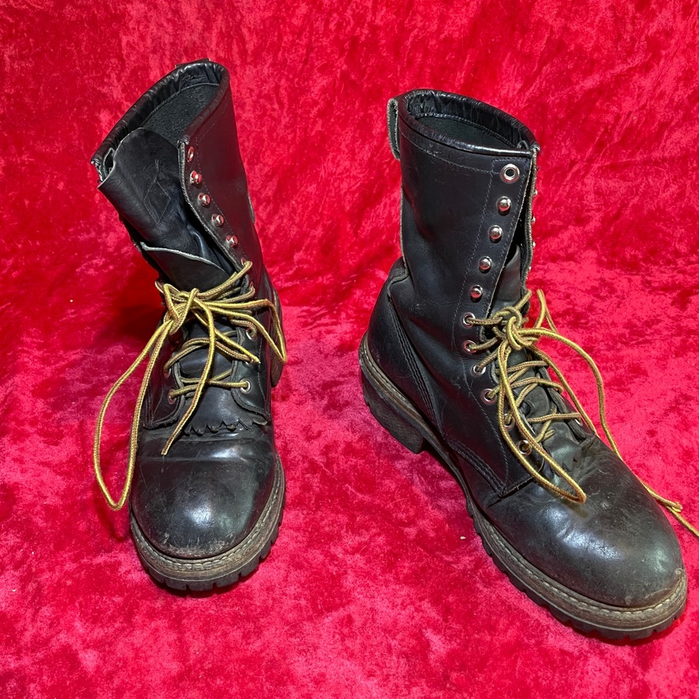 Red wing black leather lace up boots 11